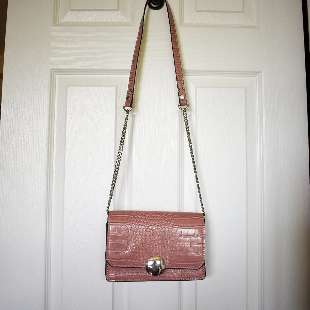 Zara Pink Snakeskin Chain Crossbody Bag